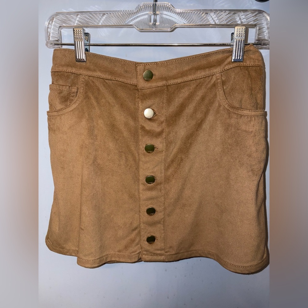 Express Faux Suede Button-up Skirt